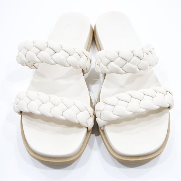 Dolce Vita Glade Stella Ivory Leather Braided Flat Slide Sandals - 7.5 - Picture 6 of 7
